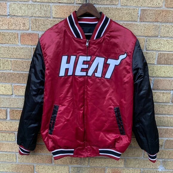 Vintage Reversible Miami Heat Bomber Jacket Large Giii By Carl Banks NBA - Picture 7 of 9